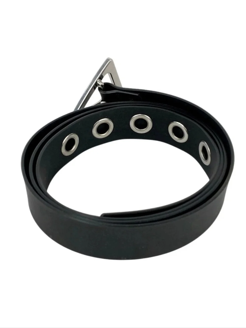 Bottega Veneta Triangle Black Matte Gummy Rubber Belt Size 40 NIB